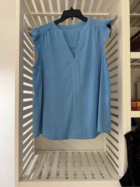 Light Blue V-Neck Ruffle Cap Sleeve Camisole